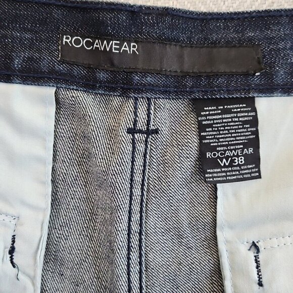 Rocawear Baggy Jean Shorts Men's Size 38 Flap Pockets Y2k Hip Hop Original Fit - Picture 13 of 15
